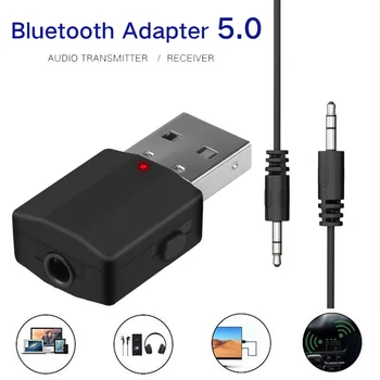 Беспроводной адаптер USB Bluetooth 5,0 USB Аудиоприемный передатчик 2-в-1 для телевизора, компьютера, аудиоадаптера для телевизора, ПК, наушников