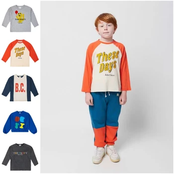 Футболки Для мальчиков и девочек BC Brands, футболка для мальчиков, осенняя одежда с длинными рукавами, Корейские детские топы, Детская одежда