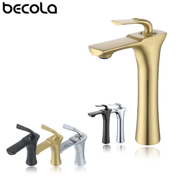 Смесители для раковины Becola, черный/золотой/Хром, Креативные смесители, Матовый смеситель для ванной комнаты, Смесители для раковины на бортике