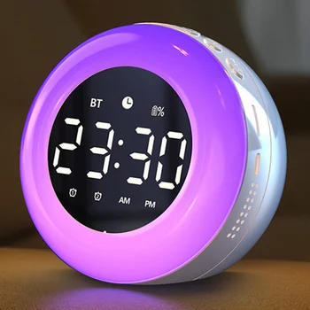 2023 Новый Bluetooth Динамик Будильник Красочный ночник Музыкальный плеер Перезаряжаемые цифровые часы Лучший подарок Рекомендуем