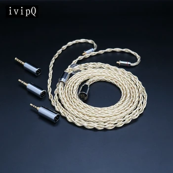 Модульный кабель для обновления ivipQ (2,5 мм + 3,5 мм + 4,4 мм), 8-жильный провод для замены наушников из графена OCC с серебряным покрытием 0,78 2PIN/MMCX/QDC