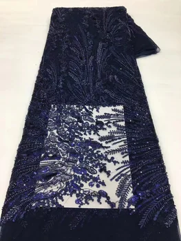 2023 Классическая модная французская сетка с лазерной вышивкой на пустой ткани Африканские Нигерийские бусины Кружевная ткань для свадебного платья