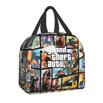 Приключенческая Игра Grand Theft Auto Lunch Bag Для Мужчин И Женщин, Охладитель, Теплый Изолированный Ланч-Бокс для Студенческой Школьной Еды, Сумка Для Хранения Пикника