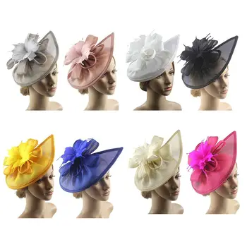 Женская свадебная шляпа, Аксессуары для волос, Женские головные уборы из перьев, вечерние головные уборы, Цветочная повязка на голову, Заколка для волос