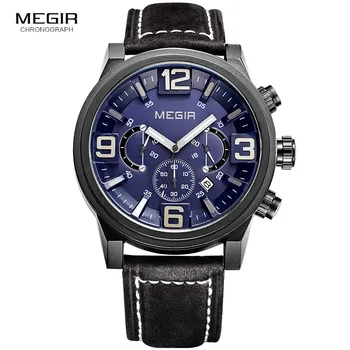 MEGIR новые модные повседневные кварцевые часы мужские с большим циферблатом, водонепроницаемые наручные часы с хронографом relojes, бесплатная доставка 3010