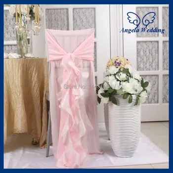 CH001L оптовая продажа, 100% полиэстер, свадебная волнистая ива с оборками, светло-розовый чехол для стула