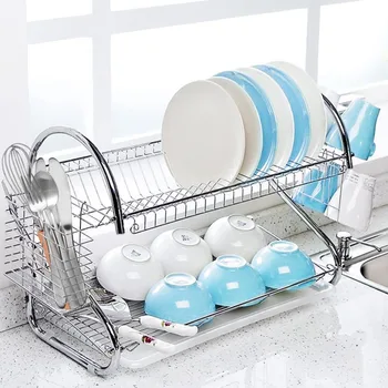 Кухонная посуда, двухслойные практичные подставки для сушки посуды, Полка для организации, Сушилка для посуды, подставка для хранения