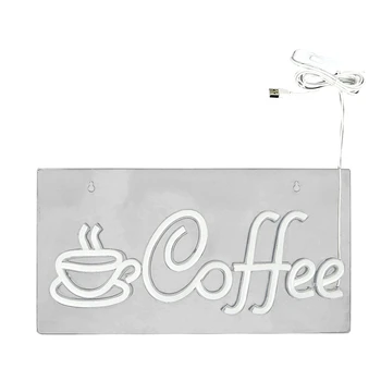 Кофейная неоновая вывеска, Кофейная вывеска с питанием от USB и металлической цепочкой, светодиодные кофейные неоновые вывески для декора стен, кафе, ресторана