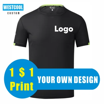 Быстросохнущая футболка из полиэстера с круглым вырезом, спортивная футболка на заказ, логотип с вышивкой, индивидуальный дизайн WESTCOOL