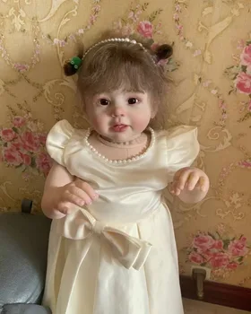 FBBD настроила ограниченную поставку 28-дюймовой куклы-Реборн Бонни, стоящей девочки с волосами ручной работы, в другом платье