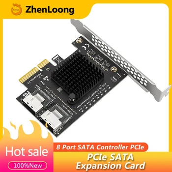 Карта расширения ZhenLoong Riser Card с 8-портовым разъемом SATA 3.0 для контроллера PCI-E X4 6G 6 Гбит/с адаптер