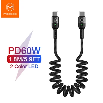 Mcdodo Выдвижной автомобильный пружинный кабель PD USB Type C для iPhone 14 13 12 PD 60 Вт Быстрая зарядка для Xiaomi Huawei MacBook Кабель для передачи данных