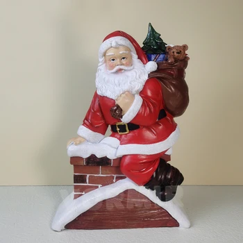 Статуя Санта-Клауса из смолы, Рождественские куклы, Рождественские Фигурки, Миниатюрный Орнамент Noel Navidad, Подарочный декор, Прекрасный Дверной Приветствующий