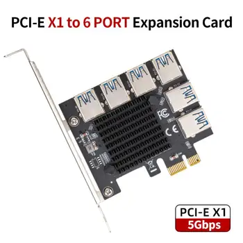 Адаптер PCI-E для PCI-E 4X От 1 до 6 слотов PCI-Express от 1x до 6x USB3.0 Специальный удлинитель Riser Card PCIe Конвертер Для BTC Miner Minin