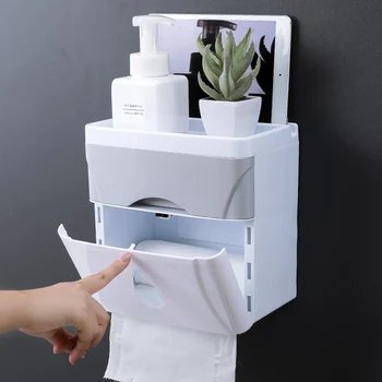 Двухслойный держатель для бумажных полотенец, лоток для туалетной бумаги, водонепроницаемая подставка для туалетной бумаги, лоток для рук, без перфорации