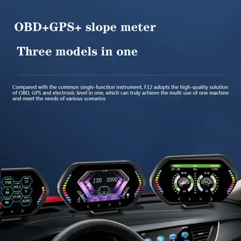 Многофункциональный автомобильный Hud-дисплей Obd LCD Прибор F12 GPS с большим экраном автомобильный измеритель наклона универсальный