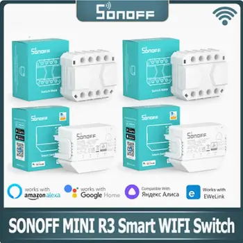 SONOFF MINI R3 Wifi Smart Switch С переключателем S-MATE Без нейтрального провода 16A Модуль DIY Для работы с Alexa Google Home Яндекс Алиса