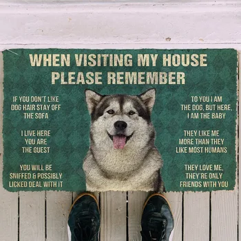 3D Пожалуйста, помните О Правилах Содержания Собак аляскинского Маламута На Заказ Коврик Для Двери Нескользящие Коврики Для Пола Декор Коврик для Крыльца
