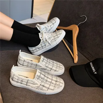 Весна/Осень 2022, Женская Вулканизированная обувь, Роскошная брендовая обувь для женщин, Кроссовки на низкой (1-3 см) шнуровке, Женская обувь Больших размеров