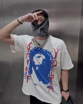Футболка со Святым Михаилом, мужская женская футболка с принтом головы Иисуса в стиле хип-хоп, футболки оверсайз, топы нового стиля