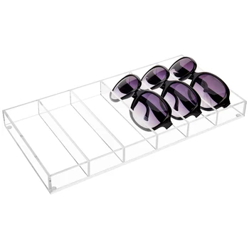 Акриловый Органайзер для солнцезащитных очков, коробка для хранения прозрачных очков с 6 слотами, Лоток для очков для защитного чехла для солнцезащитных очков