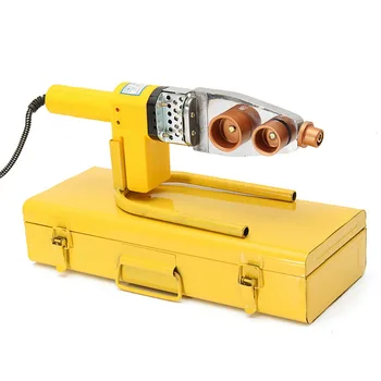 220 В 8 шт., Автоматический электросварочный инструмент, нагревательный аппарат для сварки труб из полипропилена + Головки + подставка + Коробка желтого цвета