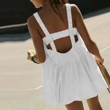 Теннисная юбка, женское быстросохнущее спортивное платье для бадминтона с накладкой на грудь, цельная одежда для йоги, сарафан для фитнеса, защита от протечек