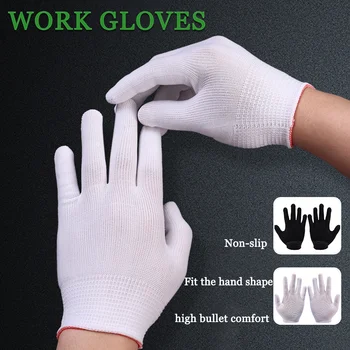 1 пара нескользящих тонких нейлоновых перчаток, Летние легкие рабочие перчатки из хлопчатобумажной ткани для шитья, Летние износостойкие дышащие защитные