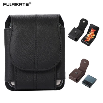 Сумка для телефона с откидным экраном FULAIKATE Samsung Galaxy Z Flip3 5G, сумка из воловьей кожи первого слоя, мужской поясной карман для Motorola Razr