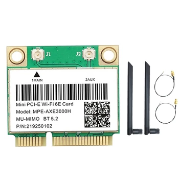 Горячая Wi-Fi карта MPE-AXE3000H + Двойная антенна WiFi 6E 2400 Мбит/с Mini PCI-E для BT 5,3 802.11AX 2,4 G/5G/6GHz Wlan Сетевая карта
