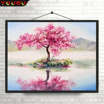 YOUQU Алмазная живопись В Китайском стиле, Цветущее персиковое дерево, Высококачественная алмазная вышивка, Мозаичная картина 