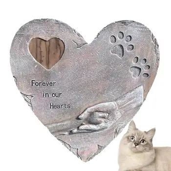 Мемориальный камень для домашних животных в форме сердца, могильный камень для собаки, маркер для наружной кошки, могильный камень с надписью Forever In Our Hearts Для потери