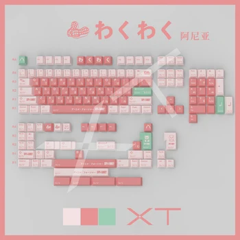 Брелок SPY Family Pink Green XT Design Anya PBT Keycap Cherry Profile 140 клавиш для переключателя Cherry MX Gateron TTC KTT JWK Kailh