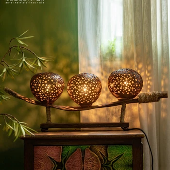 Декоративная Настольная лампа в Азиатском Стиле, Гостиная, Спальня, Индивидуальность, Креативная Настольная лампа, Прикроватная лампа Интернет-знаменитости