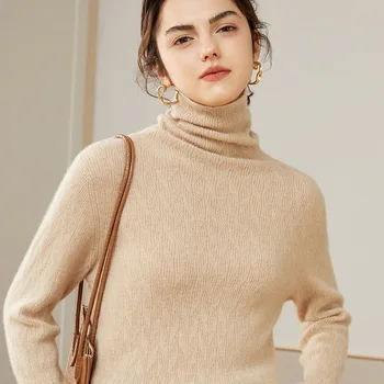 2023 Осень и зима Новый женский пуловер, свитер, Утолщенное Тепло, Модный шерстяной свитер большого размера с высоким воротником