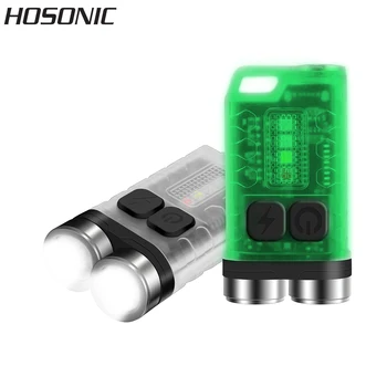 Светодиодный брелок HOSONIC E3, Портативный EDC Фонарик, Рабочий светильник Type-C, Перезаряжаемый Мини-фонарик с магнитом, УФ-карманный фонарь для кемпинга