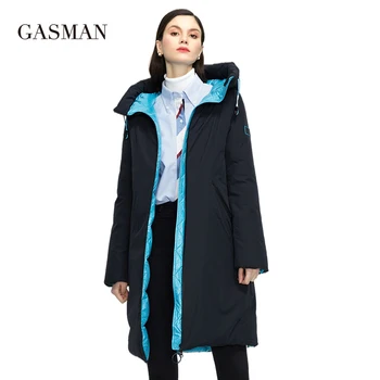 GASMAN 2022, новые женские зимние куртки, черный высококачественный повседневный теплый пуховик с капюшоном, длинная толстая верхняя одежда, парка, пальто для женщин 210