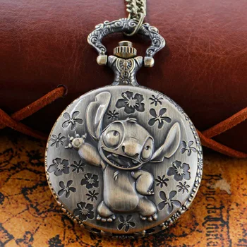 Анимационный классический персонаж Кулон Бронзовый корпус часов Кварцевые карманные часы Римские цифровые винтажные часы Мужской и женский сувенир