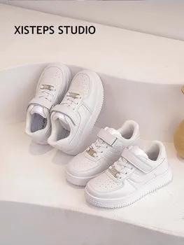 XISTEPS/ 2023 Новые Чисто-белые повседневные кроссовки для детей, спортивная обувь для девочек и мальчиков, Дышащие противоскользящие кроссовки для бега, обувь