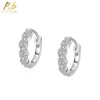 PuBang Fine jewelry из твердого стерлингового серебра 925 пробы с высоким содержанием углерода, роскошные серьги-кольца с бриллиантами для женщин, свадебный подарок, Прямая доставка