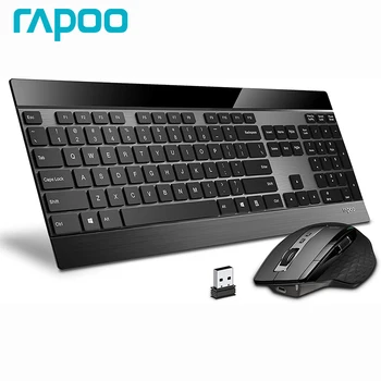 Rapoo 9900 M Многорежимная комбинированная беспроводная клавиатура и мышь Bluetooth Для подключения до 4 устройств Ультратонкая клавиатура и лазерная мышь
