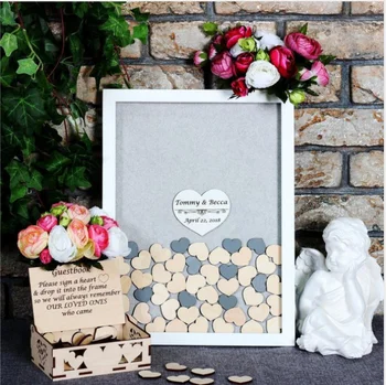 Свадебная гостевая книга с альтернативной вывеской 3D деревянная свадебная гостевая книга персонализированная подарочная коробка гостевая книга сердечки