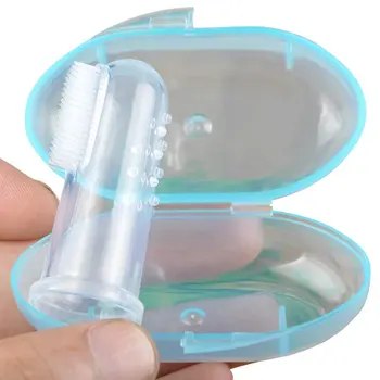 Милая Детская Зубная щетка с коробочкой для чистки детских зубов, Мягкая Силиконовая детская Резиновая щетка для чистки, набор Массажеров