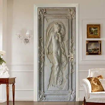 Пользовательские Фотообои 3D Рельефная Фигурка Статуя Фрески Гостиная Спальня Европейский Стиль Ретро Дверная Наклейка 3D Papel De Parede