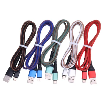 Нейлоновый Плетеный кабель USB C Micro Type-C длиной 1 М для Быстрой Зарядки iPhone 11x12 13 XS XR Samsung S9 Huawei Xiaomi Android Charge Wire