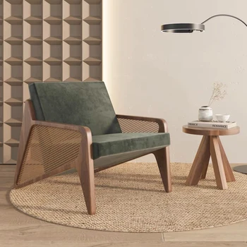 Диван-кресло из ротанга в скандинавском стиле из массива дерева, кресло для отдыха для одного человека в гостиной
