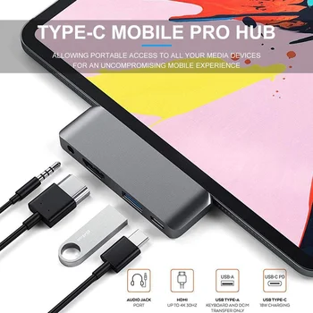USB 3.0 Type-C Концентратор-адаптер HDMI Usb-c Концентратор Док-станция с PD Зарядкой 4K HDMI 3,5 мм Разъем для MacBook Air Pro M2 M1 Чип