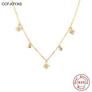 CCFJOYAS, европейская и американская легкая роскошная цепочка на ключицы для женщин, серебро 925 пробы, INS, Геометрическое ожерелье в виде анисовой звезды