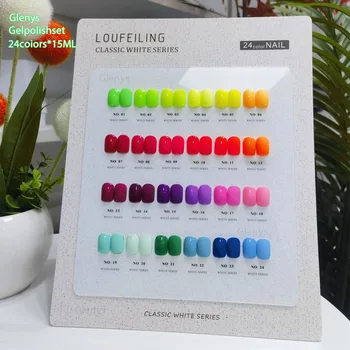 серия из 24 цветов, флуоресцентный зеленый клей для ногтей, полный набор клея, карамельный цвет, цвет макарон, серия nai