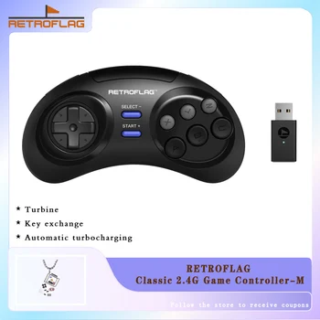 Беспроводной игровой контроллер RETROFLAG Classic 2.4G-M Gamepad для Switch, Windows, Sega Genesis mini/MD mini 2 и Raspberry Pi